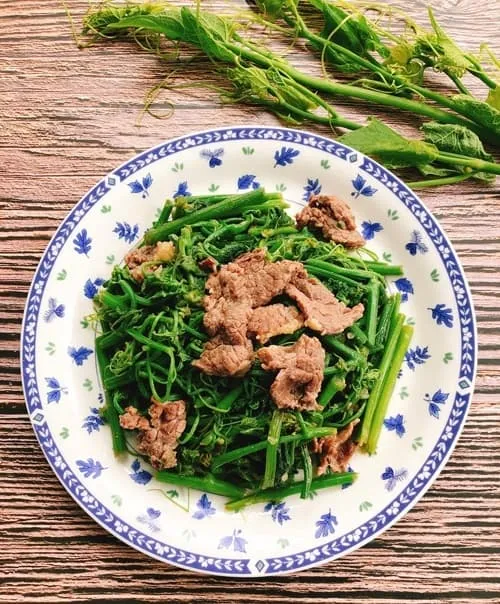 Tan sở làm thịt bò xào ngọn su su ngọt thơm cho bữa tối