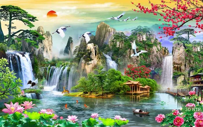 Top các mẫu tranh sơn thủy hữu tình tuyệt đẹp, lay động mọi cảm xúc